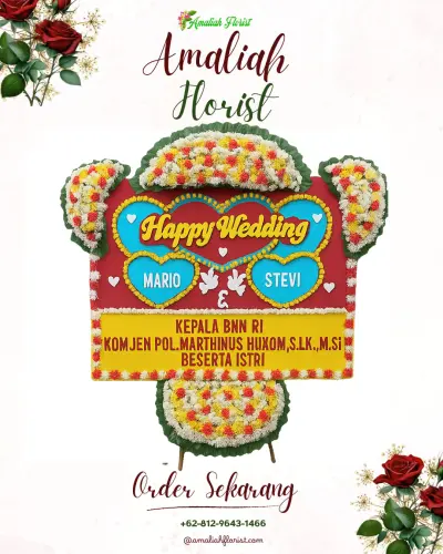 Karangan Papan Bunga Pernikahan di Karangpandan